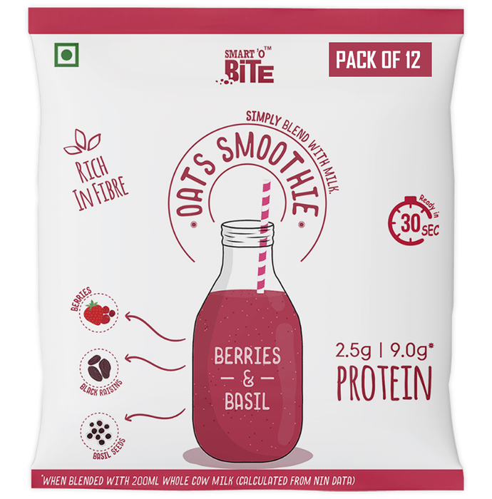 Smart'O Bite Oats Smoothie (25gm Each) Berries & Basil