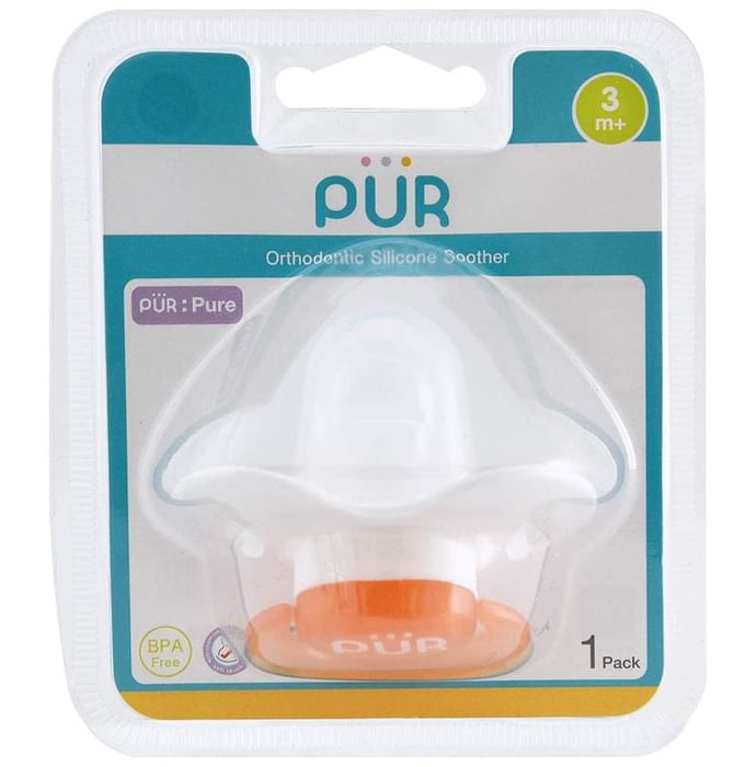Pur Orthodontic Silicone Soother 3m+ Orange