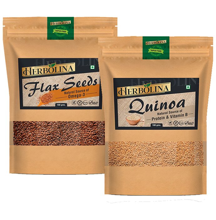 Herbolina Combo Pack of Flax Seeds & Quinoa (100gm Each)