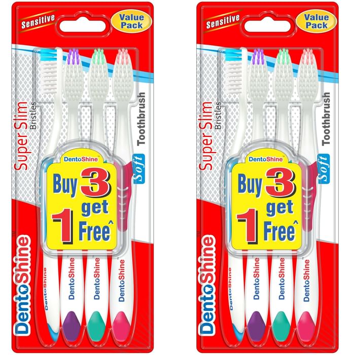 DentoShine Super Slim Soft Toothbrush (4 Each) Buy 3 Get 1 Free