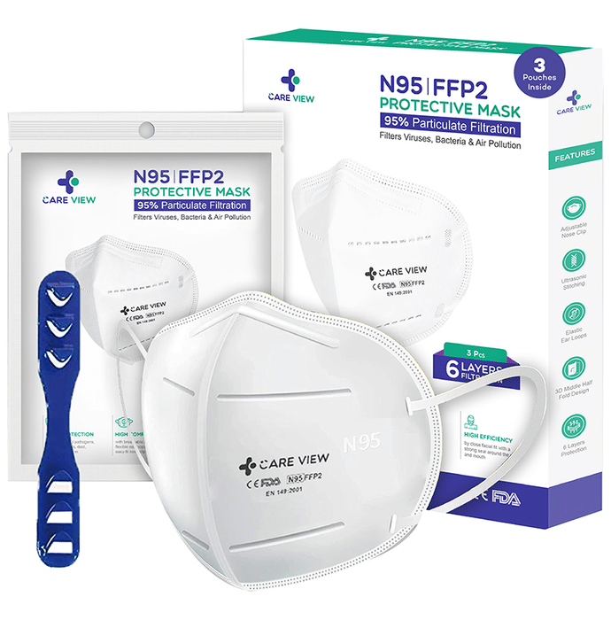 Care View Universal CV1221 N95 FFP2 Certified Earloop with 6 Layers Filtration Protective Mask
