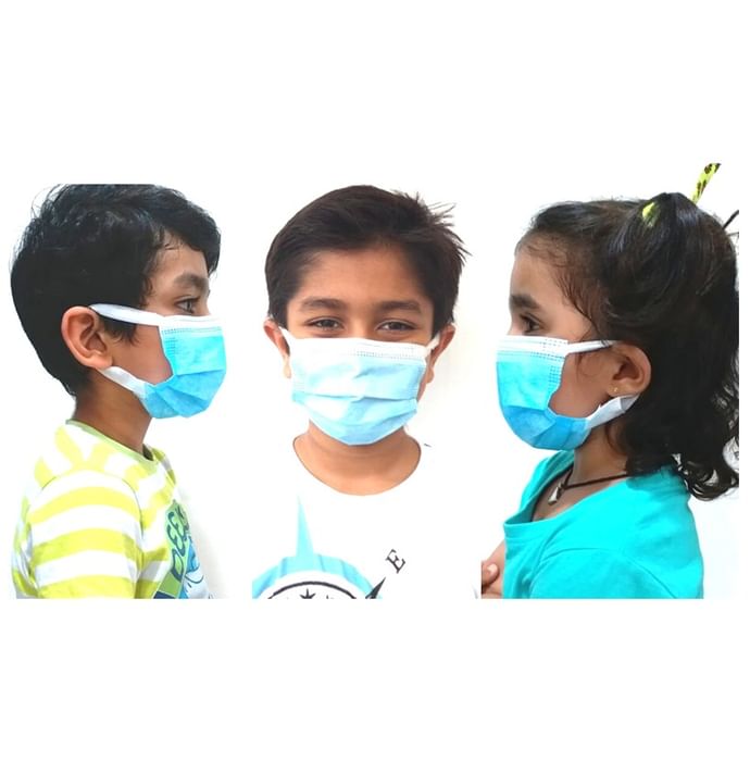 Fine Morning Pharma Kids Safe X Disposable 3 Ply Surgical Face Mask for Children with Nose Pin & Soft Ear Loops