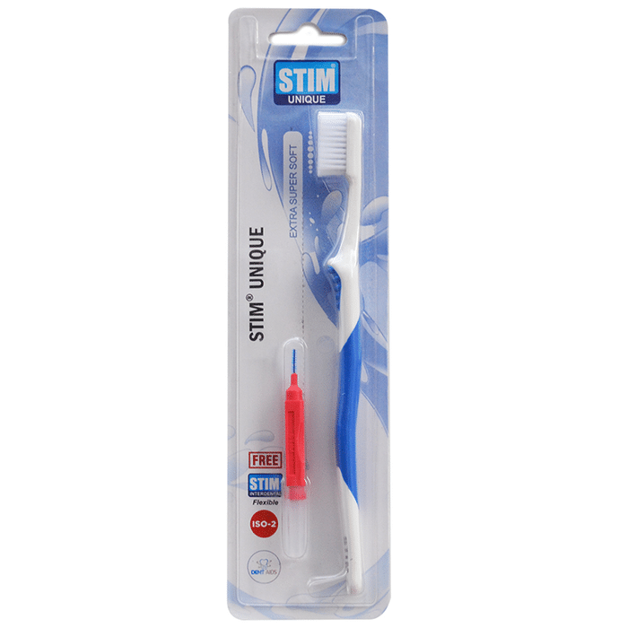 Stim Unique Extra Super Soft Brush With Stim Proxa ISO Size 2 Interdental Brush Free