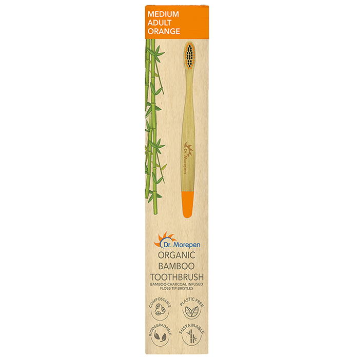 Dr. Morepen Organic Bamboo Toothbrush Adult Medium Orange