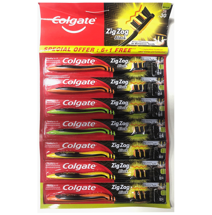 Colgate Zig Zag Toothbrush (6+1 Free) Black Medium