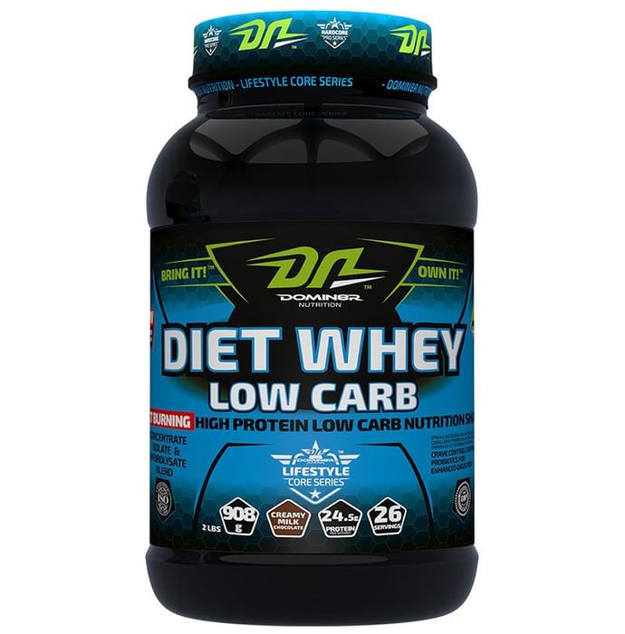 DOMIN8R Diet Whey Protein Low Carb Powder Creamy Milk Chocolate