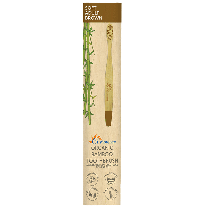 Dr. Morepen Organic Bamboo Toothbrush Adult Soft Brown