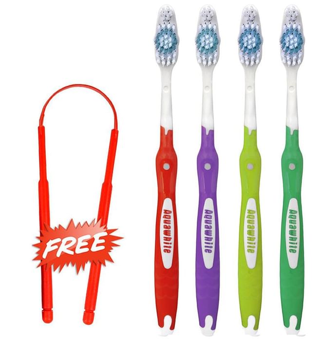 Aquawhite Active Clean Toothbrush with Tongue Cleaner Free