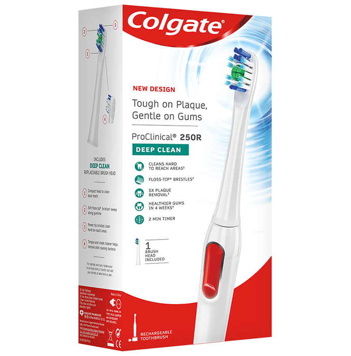Colgate Proclinical 250R Rechargeable Sonic Electric Toothbrush with Replaceable Brush Head Included Deep Clean