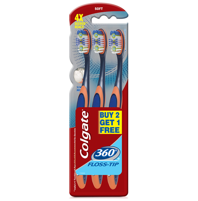 Colgate 360° Floss-Tip Toothbrush (Buy 2 Get 1 Free) Soft