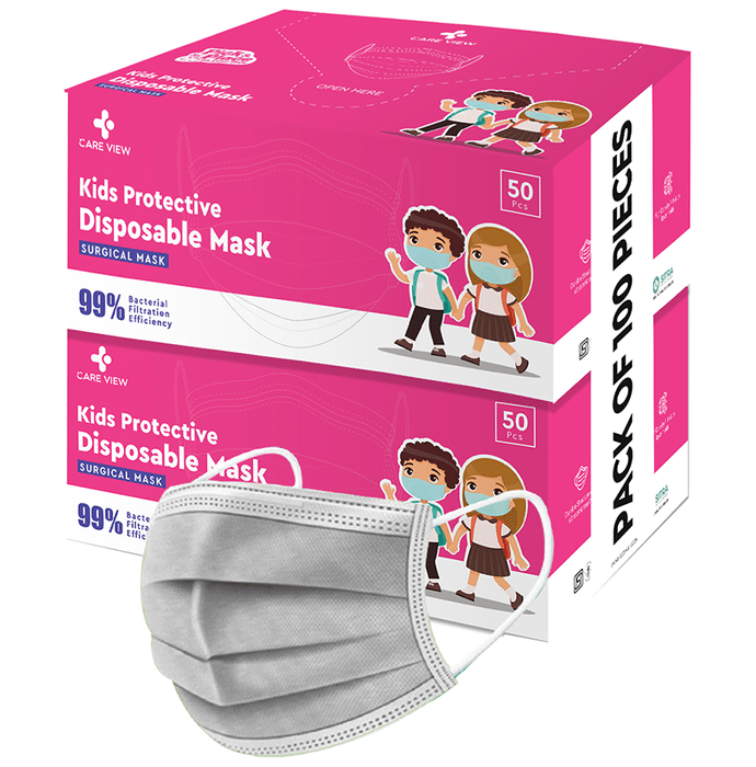 Care View Kids 4 Ply Protective Disposable Surgical Face Mask Grey