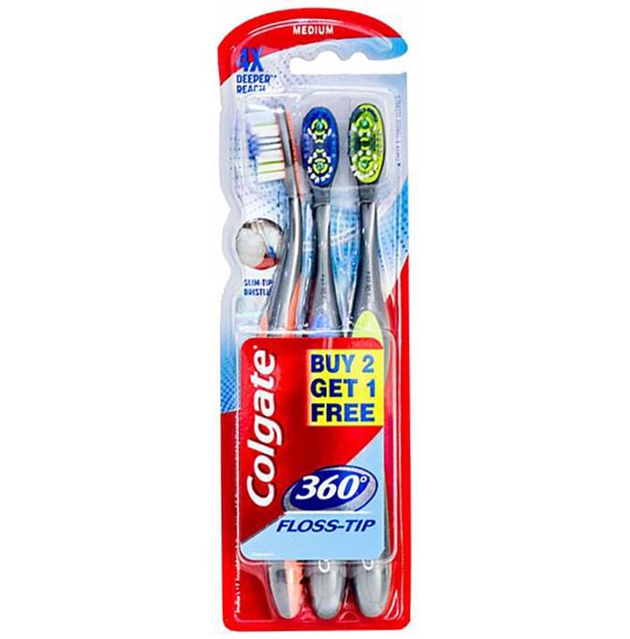 Colgate 360° Floss-Tip Toothbrush (Buy 2 Get 1 Free) Medium