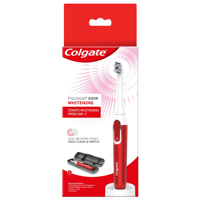Colgate Proclinical 500R Rechargeable Sonic Electric Toothbrush with Dual Brushing Modes (Replaceable Brush Head, Charger, and Travel Case Included) Whitening