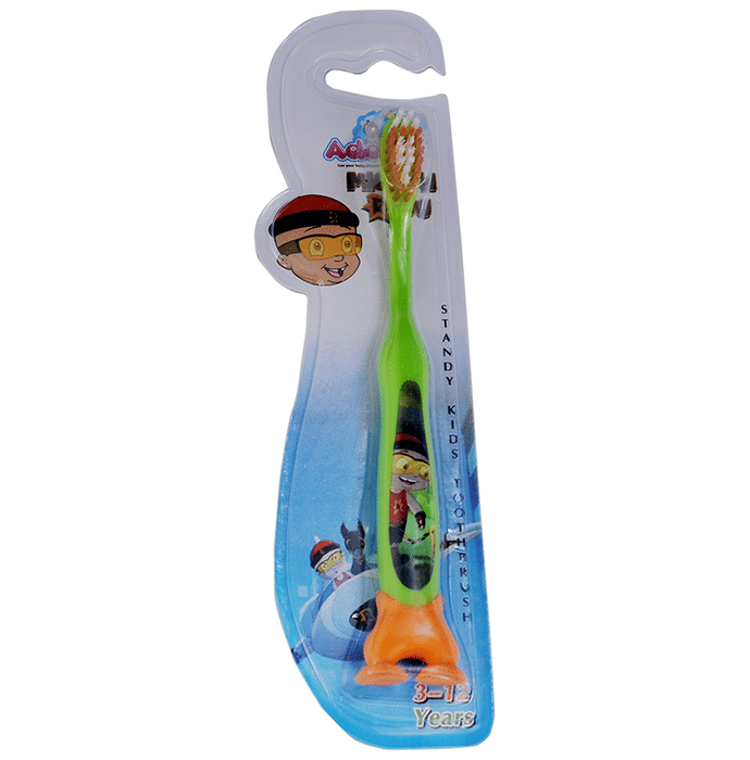 Adore Mighty Raju Kids Toothbrush with Cap and Tongue Cleaner