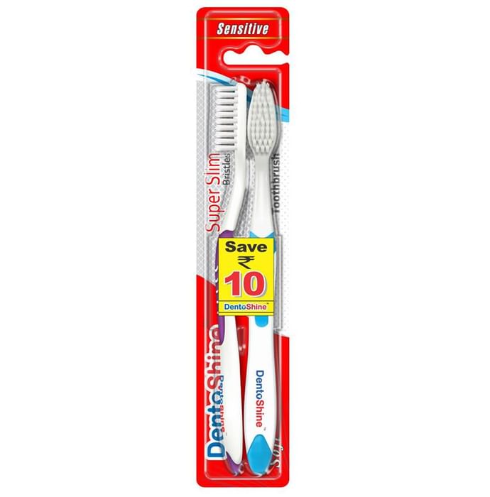 DentoShine Super Slim Soft Toothbrush Blue and Purple