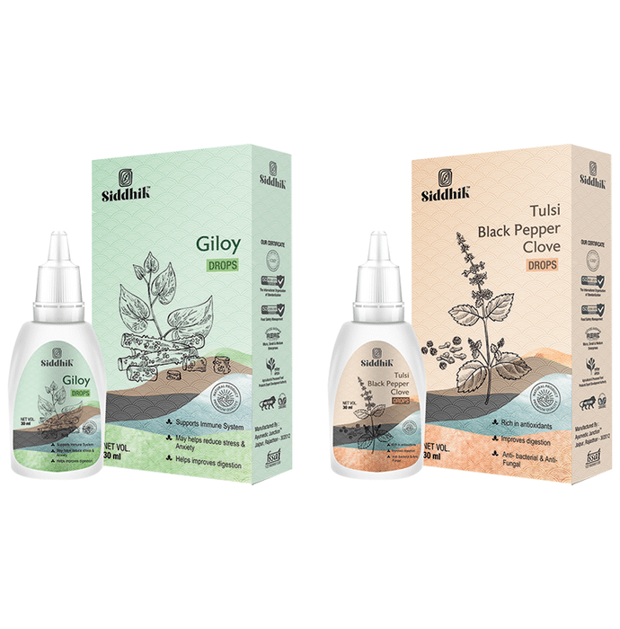 Siddhik Combo Pack of Giloy Drop 30ml & Tulsi Black Pepper Clove Drop 30ml