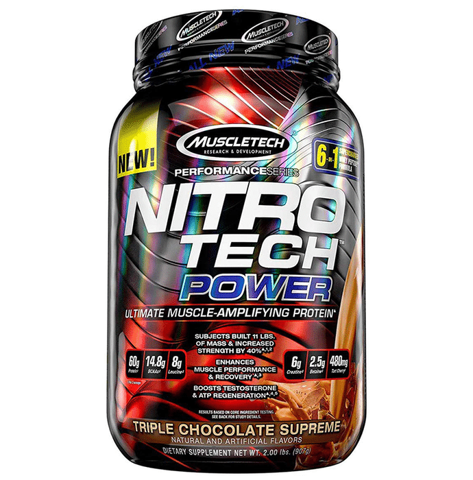Muscletech Performance Series Nitro Tech Power Ultimate Muscle-Amplifying Protein Powder Triple Chocolate Supreme