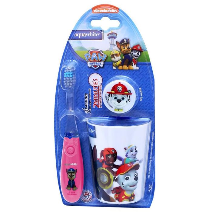 Aquawhite Paw Patrol Flashhh Toothbrush with Hygiene Cup Pink