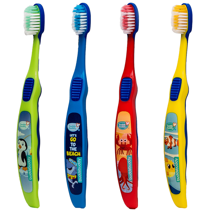 Buddsbuddy Aqua Animals Cartoon Kids Soft Bristles Tooth Brush 3yrs Multicolor