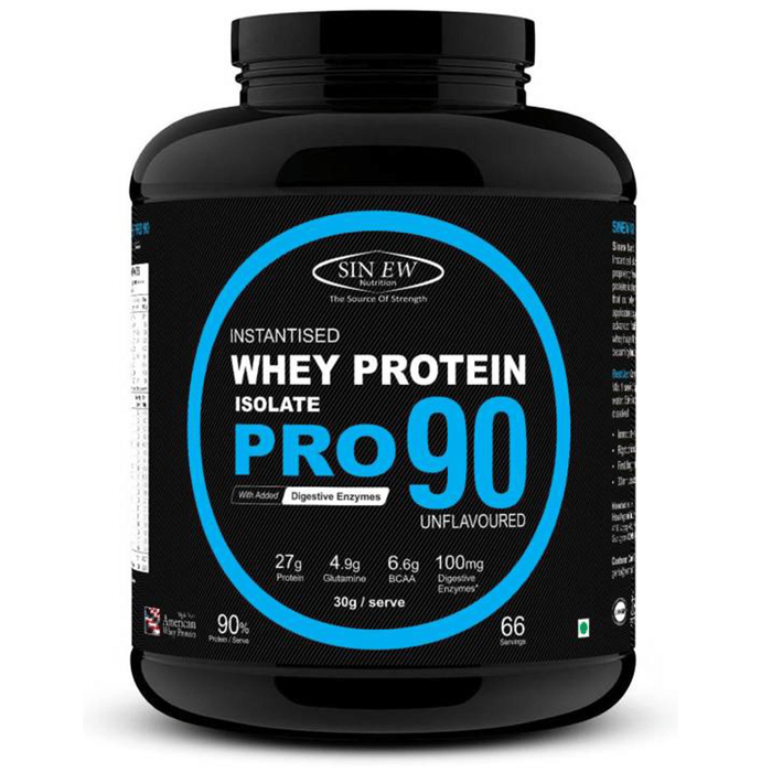 Sinew Nutrition Raw Whey Protein Isolate Pro 90% with Digestive Enzymes Unflavoured