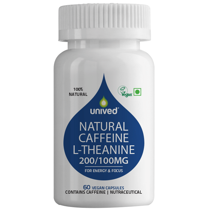 Unived Natural Caffeine L-Theanine 200/100mg Vegan Capsule