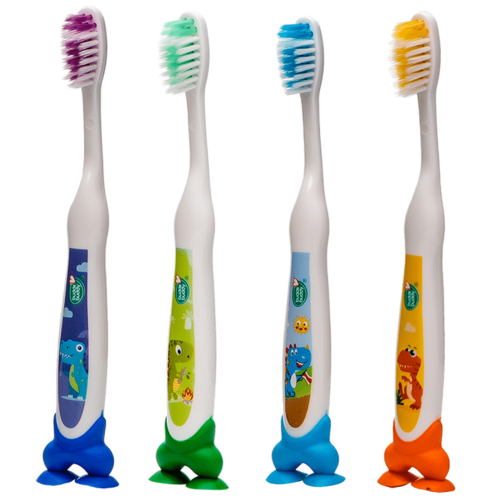Buddsbuddy Dinosaur Cartoon Kids Soft BristlesTooth Brush, 2yrs Multicolor