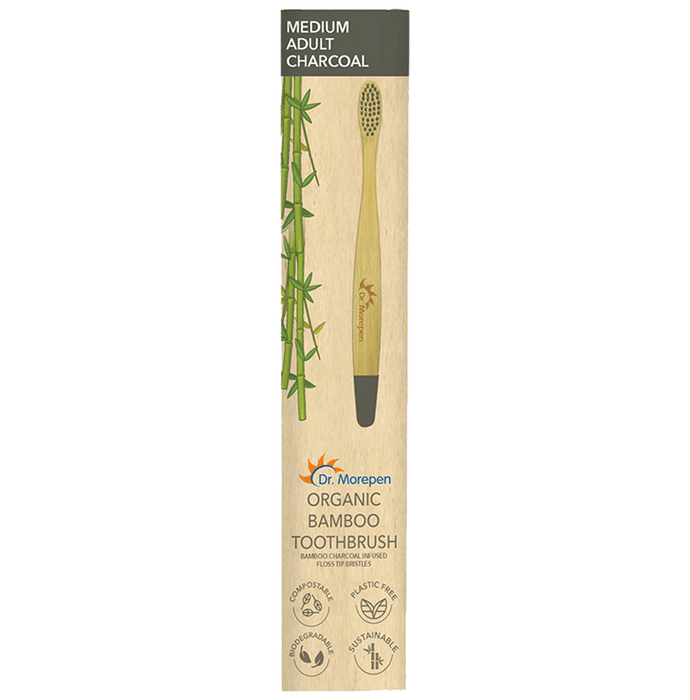 Dr. Morepen Organic Bamboo Toothbrush Adult Medium Charcoal