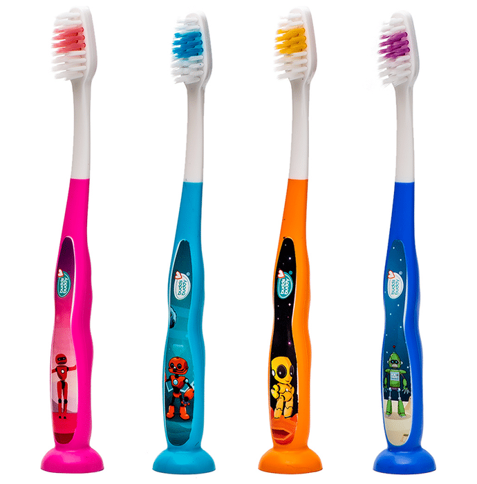 Buddsbuddy Robo Cartoon Kids Soft Bristles Tooth Brush Multicolor