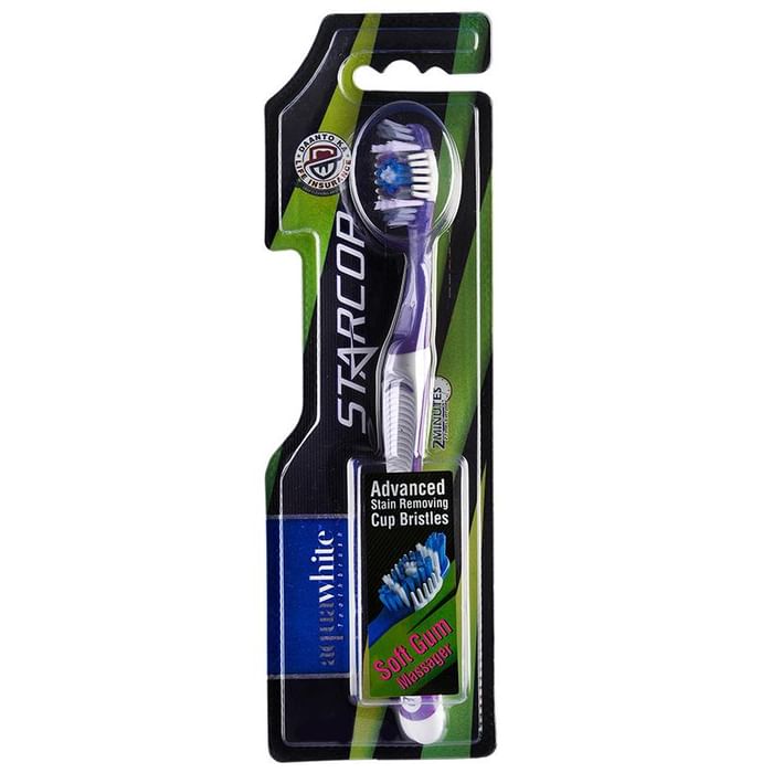 Aquawhite Advanced Stain Removing Cup Bristles Starcop Toothbrush Blue