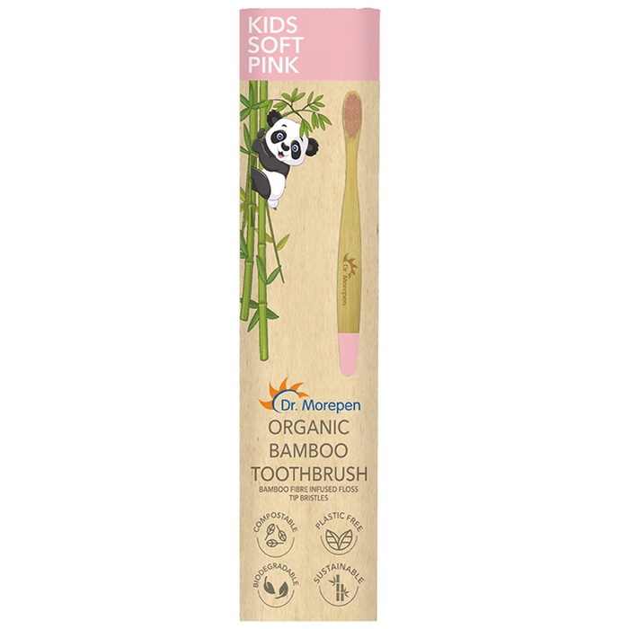Dr. Morepen Organic Bamboo Toothbrush Kids Soft Pink