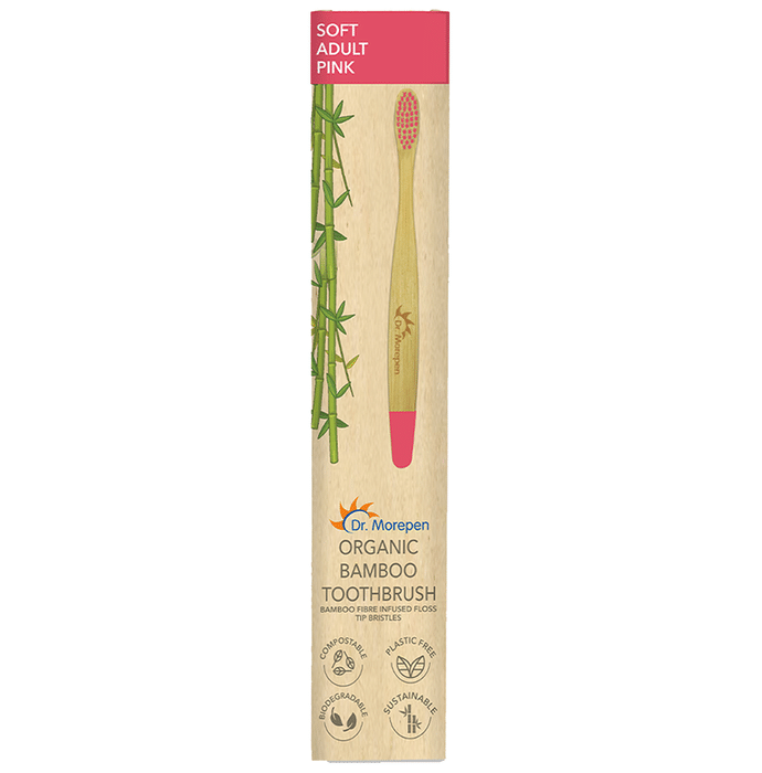 Dr. Morepen Organic Bamboo Toothbrush Adult Soft Pink