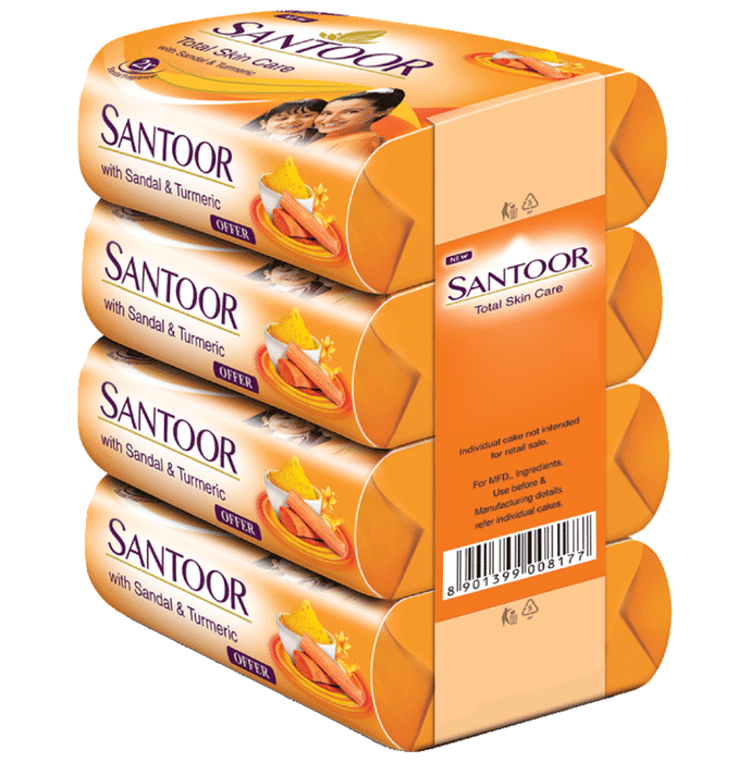 Santoor Total Skin Care with Sandal & Turmeric Soap (125gm Each)