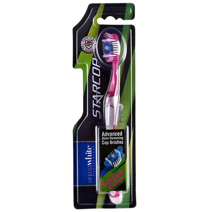 Aquawhite Advanced Stain Removing Cup Bristles Starcop Toothbrush Pink