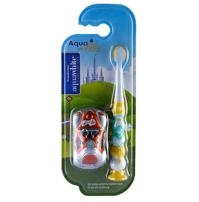 Aquawhite Aqua Ville Toothbrush Yellow with Car Toy