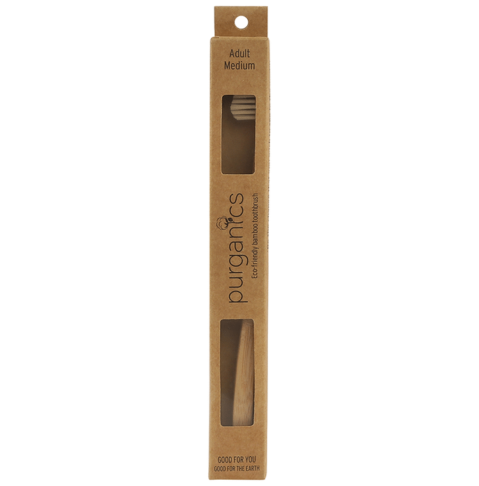 Purganics Bamboo Toothbrush for Adults Natural Medium
