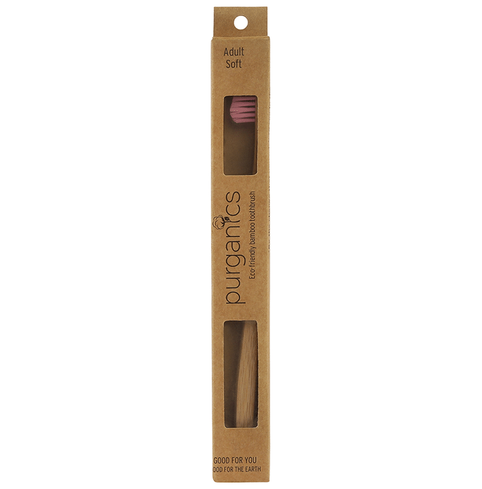 Purganics Bamboo Toothbrush for Adults Pink Soft