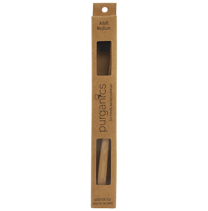 Purganics Bamboo Toothbrush for Adults Black Medium