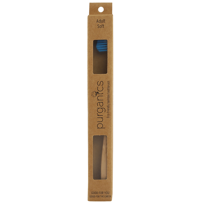 Purganics Bamboo Toothbrush for Adults Blue Soft