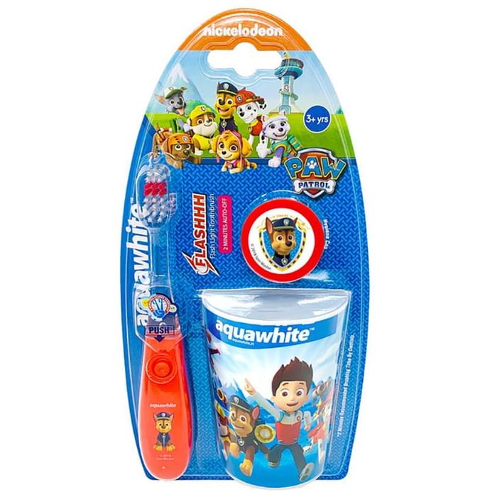 Aquawhite Paw Patrol Flashhh Toothbrush with Hygiene Cup Red
