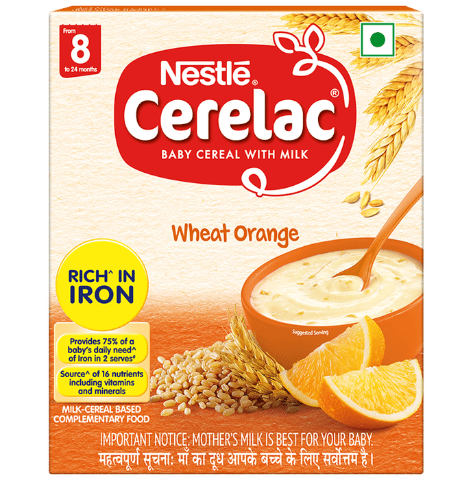 Nestle Cerelac Baby Cereal with Milk from 8 to 24 Months Wheat Orange