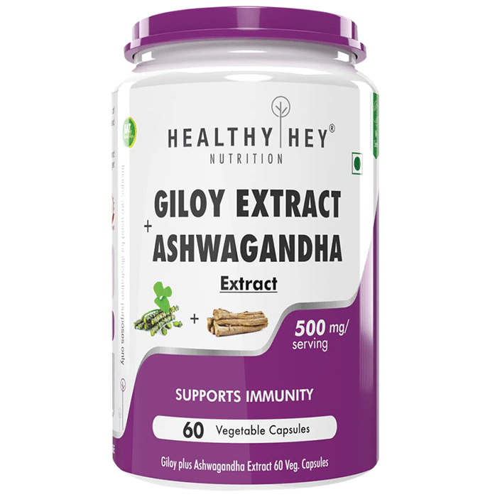 HealthyHey Giloy Extract + Ashwagandha Vegetable Capsule