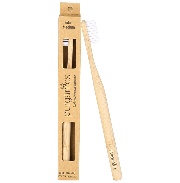 Purganics Bamboo Toothbrush for Adults White Medium