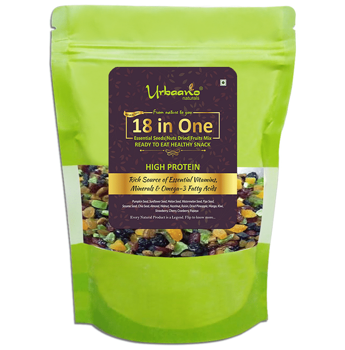 Urbaano Naturals Super Healthy Seeds-Nuts-Dried Fruits Mix -18 in One (Almond, Walnut, Hazel Nut, Raisin with Seeds & 8 Exotic Dried Fruit)