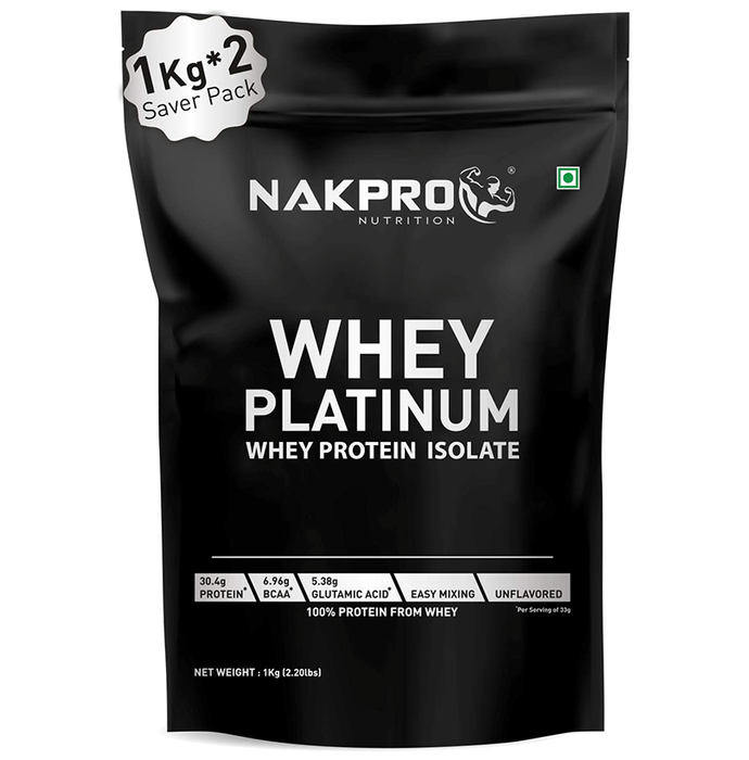 Nakpro Nutrition Whey Platinum Whey Protein Isolate (1kg Each) Unflavored
