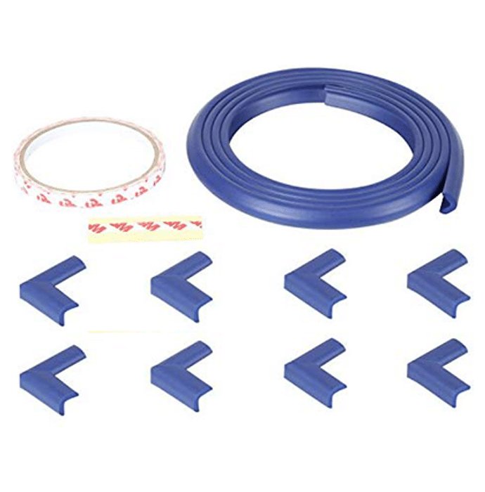 Safe-O-Kid Unique High Density L-Shaped 2mtr Long Mini 2 Edge Guard with 8 Corner Cushions Blue