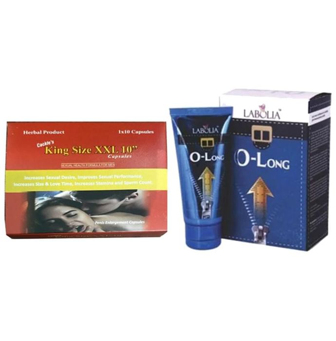 Cackle's Combo Pack of King Size XXL 10" Capsule and Labolia O-Long Cream