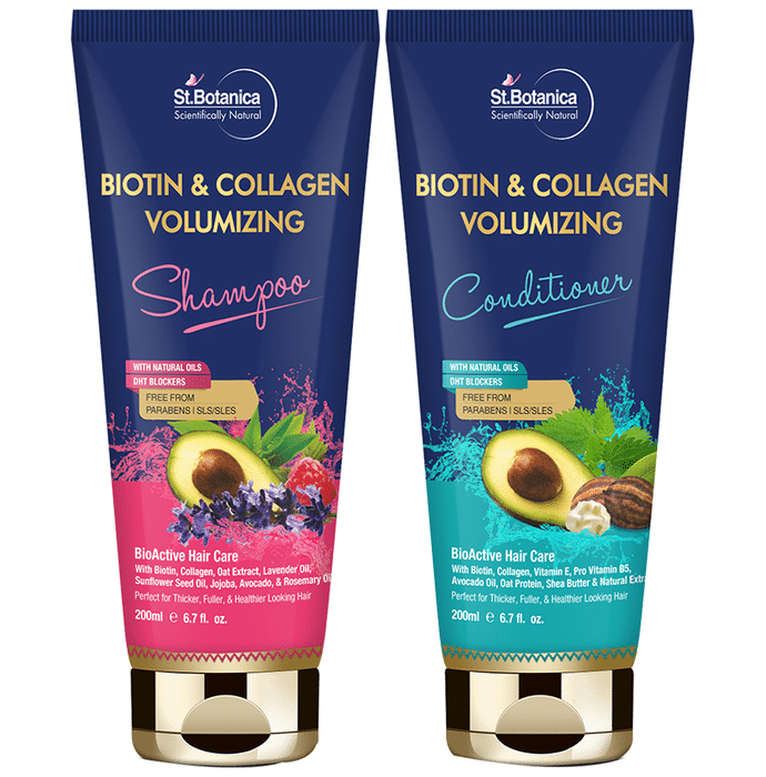 St.Botanica Combo Pack of Biotin & Collagen Volumizing Shampoo and Biotin & Collagen Conditioner (200ml Each)