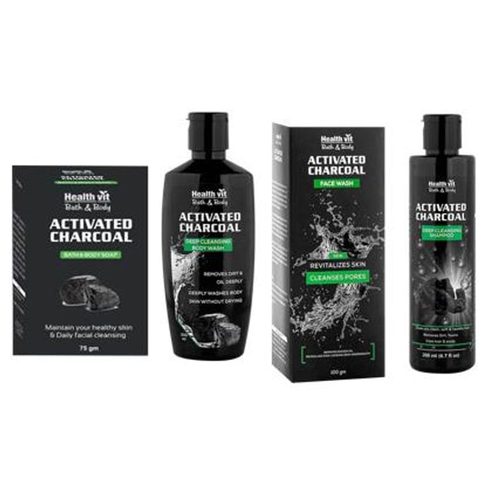HealthVit Activated Charcoal Purifying Face & Body Care Kit