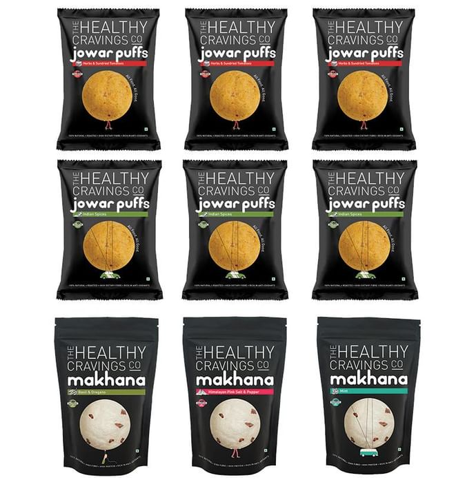 The Healthy Cravings Co 7 Day Assorted Roasted Snacks Bundle (Makhana and Jowar Puffs) Vegan