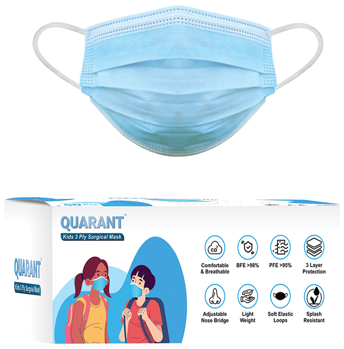 Quarant Kids 3 Ply Surgical Mask (50 Each) Blue
